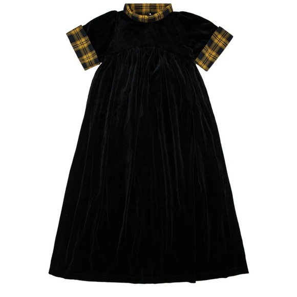 Mini Nod Velvet Maxi Jumper Dress Flannel Cuffs and Collar Lined Girls size 6 - Picture 1 of 13
